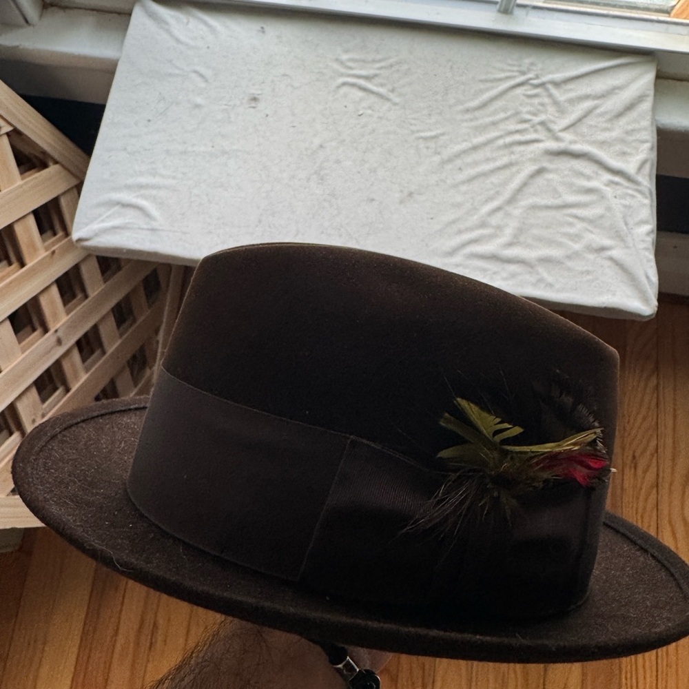 Stetson Brown Fedora with Feather